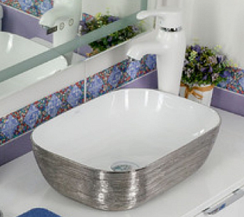 Фигурный умывальник MELANA серебро